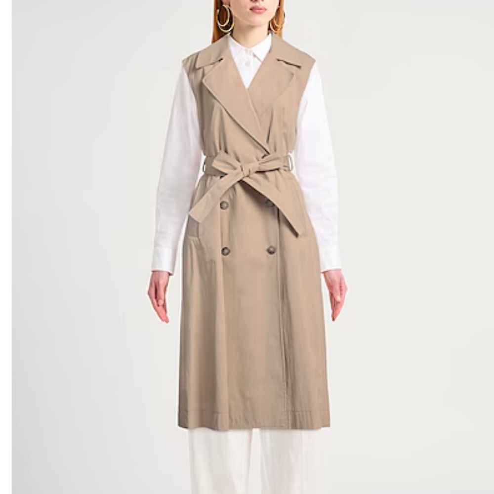 Peserico Taupe Double Breasted Peacoat - Picture 2 of 9
